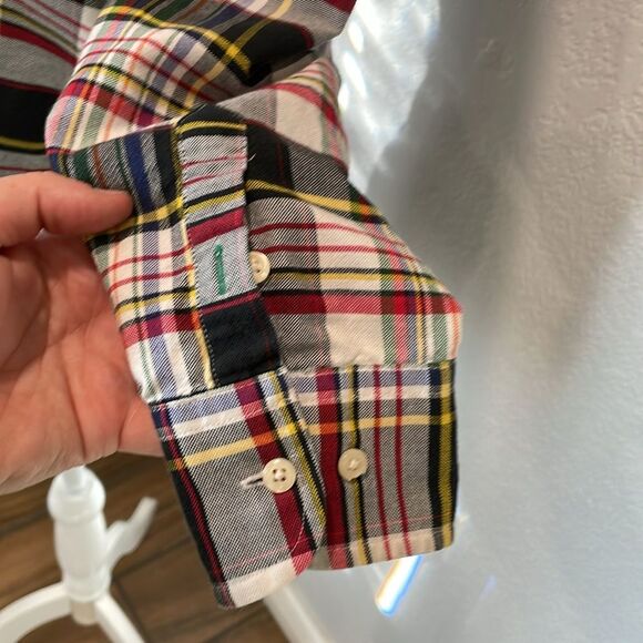 Tommy Hilfiger Classic Blue Red & White Plaid Cotton Button Down Shirt Size 12 - Picture 3 of 7